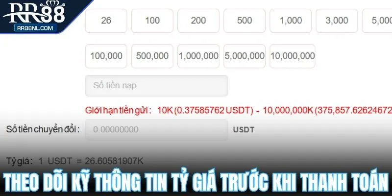 Theo dõi kỹ thông tin tỷ giá trước khi thanh toán